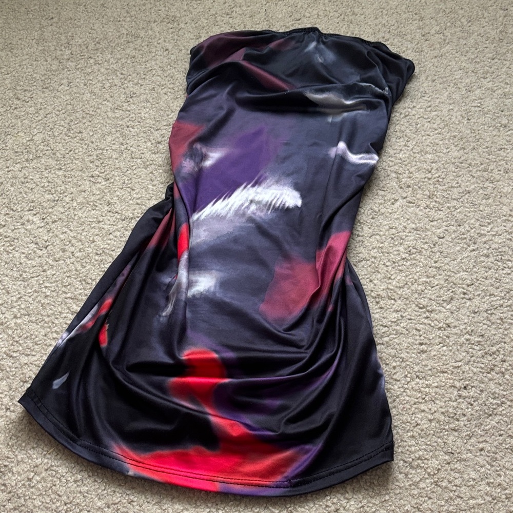 Stylish Black, Purple, and Red Tube Dress
